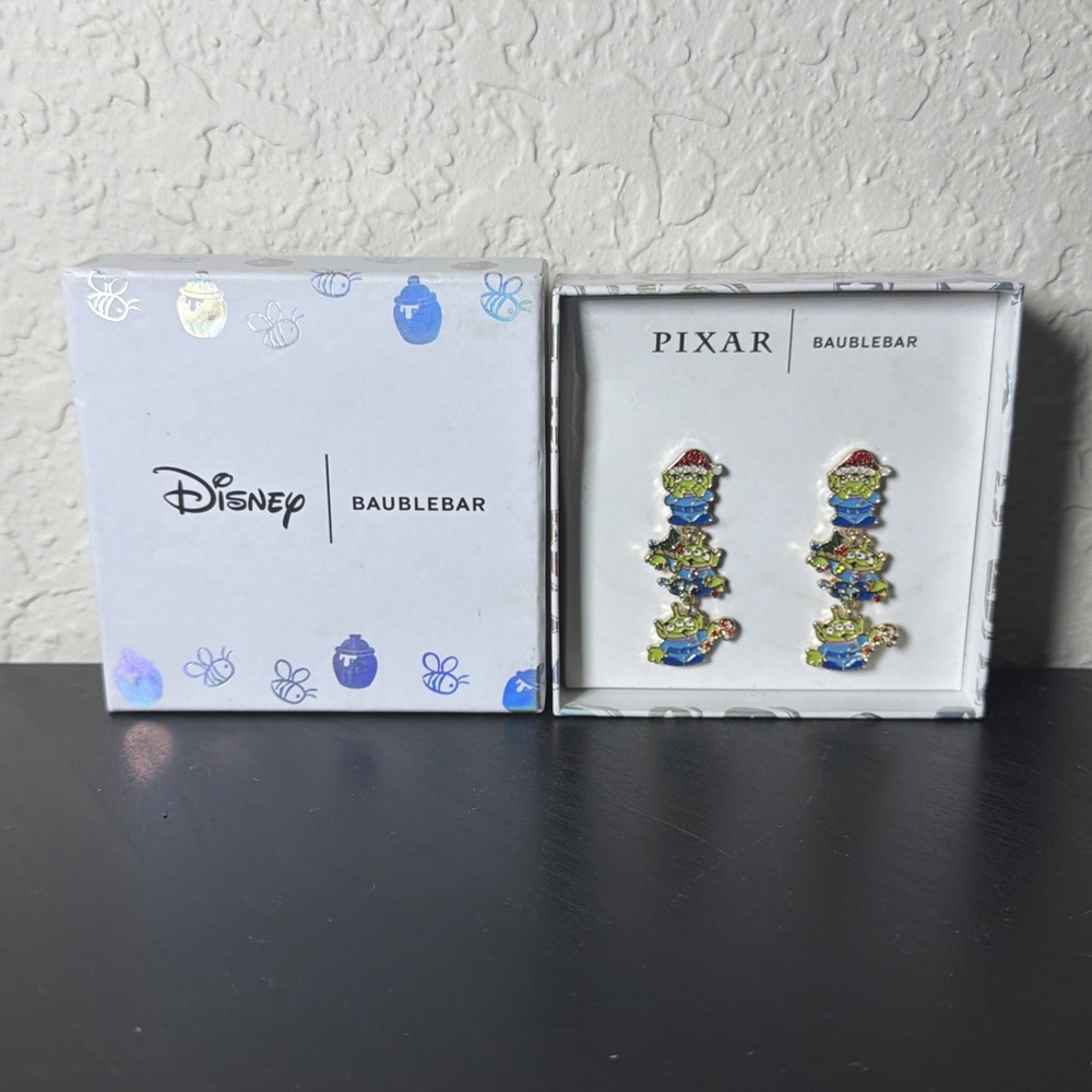 Pixar x BaubleBar Toy Story Alien Christmas Dangle Earrings NIB Disney Holiday